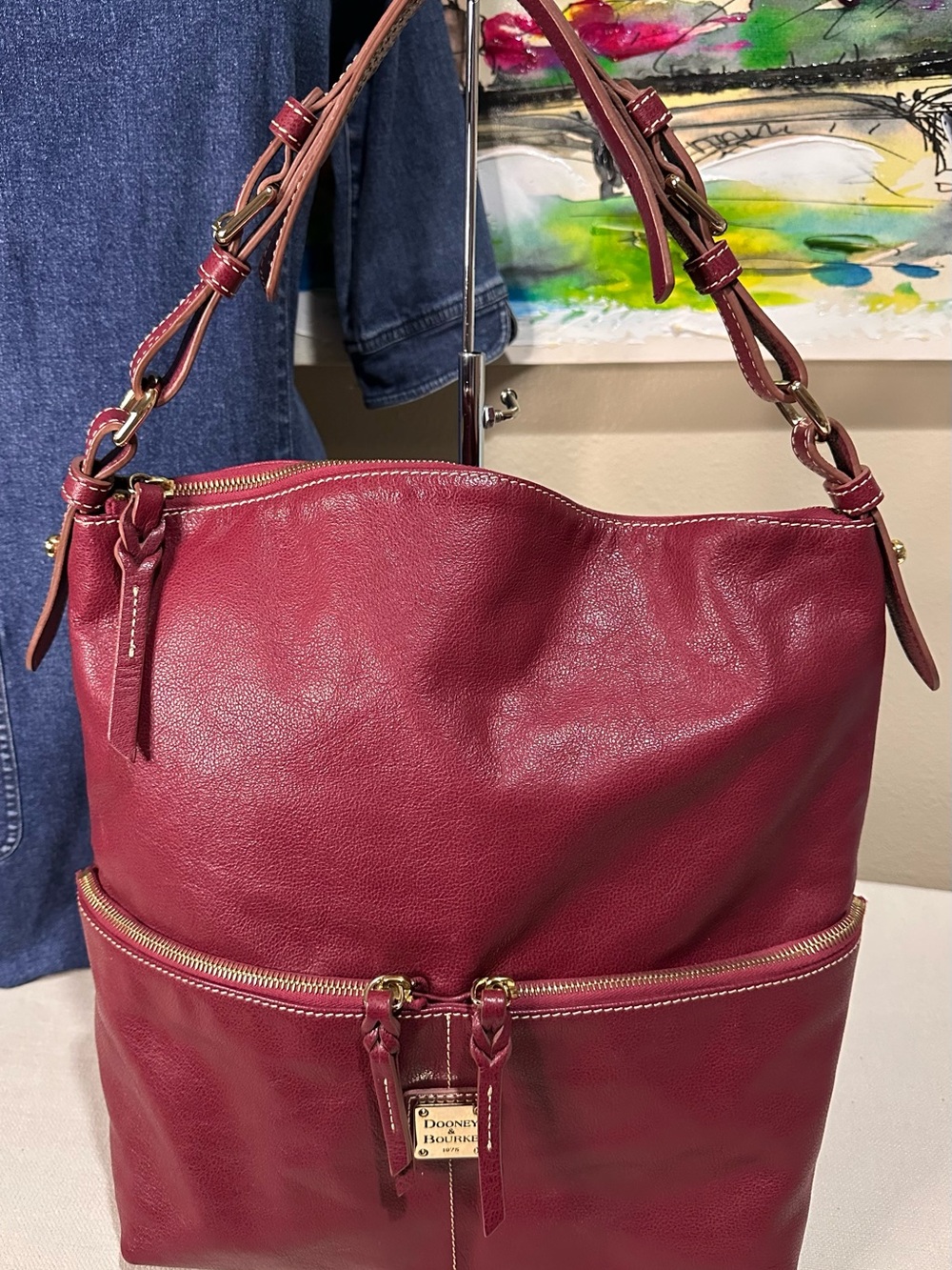 Dooney & Bourke Dillen Red Leather Pocket Sac Hobo Purse